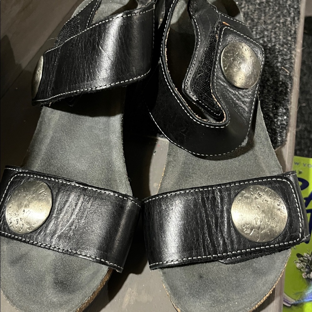 Taos black Leather Adjustable Strap Sandals